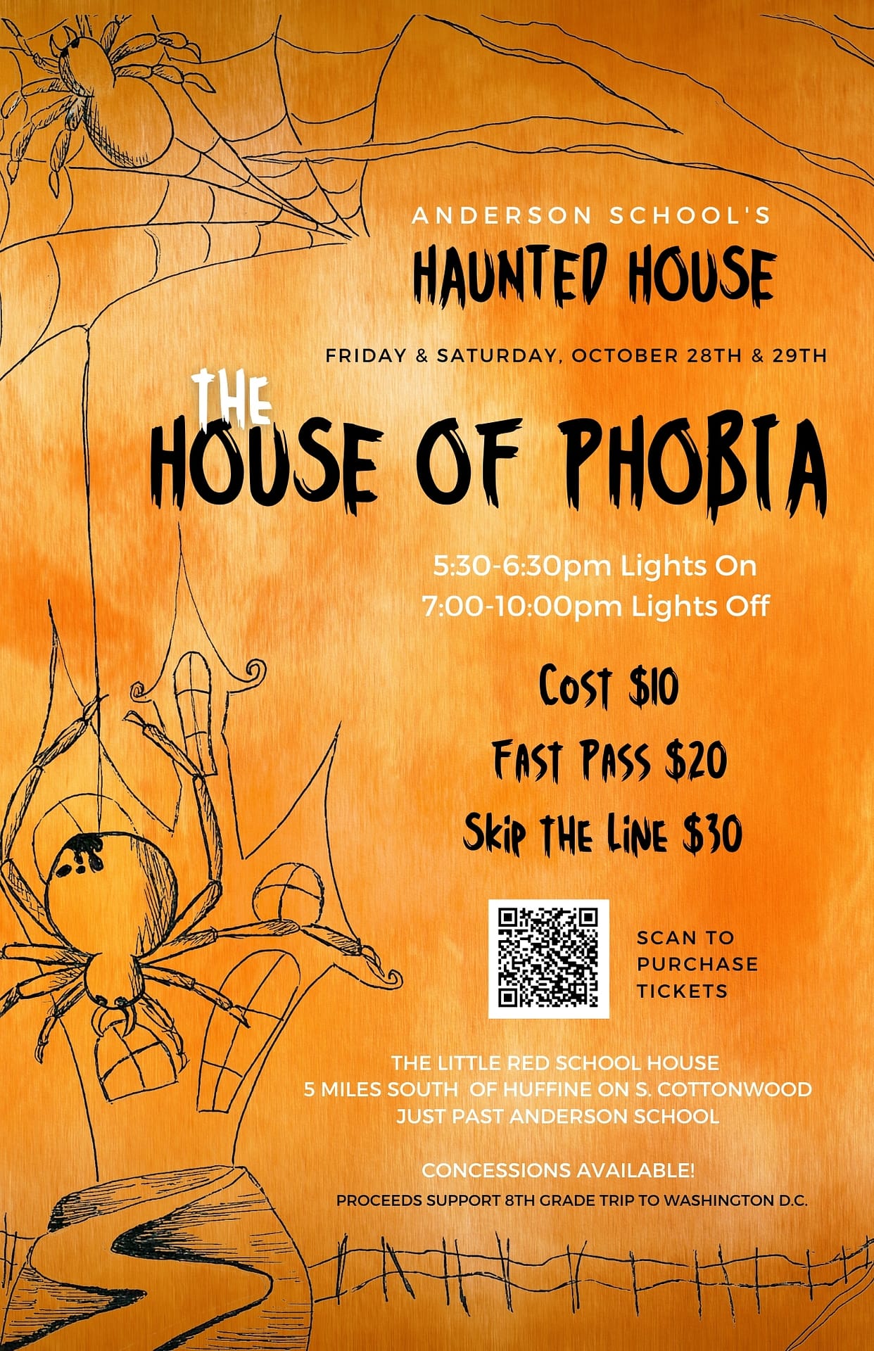 Orange Spooky Haunted House flier (5.5 × 8.5 in)